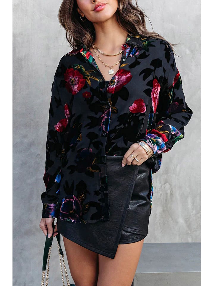 Milan Kiss Koszula w kolorze czarno-różowym ze wzorem rozmiar: XL