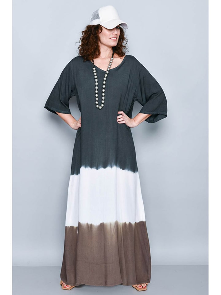 Tarifa Sukienka w kolorze czarno-biało-brązowym rozmiar: XL