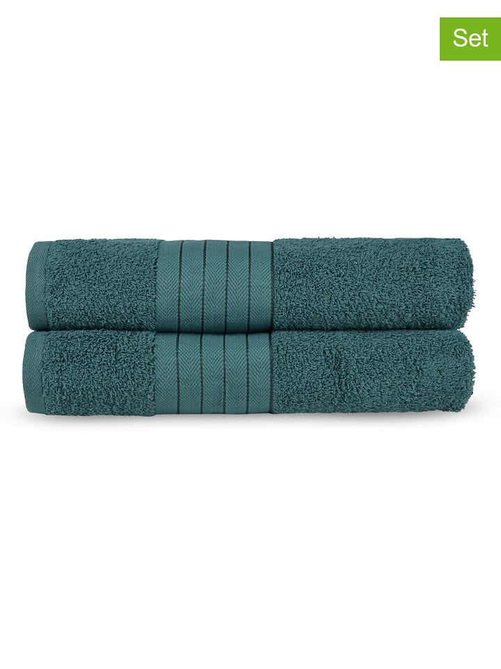 Pure Ręczniki prysznicowe (2 szt.) w kolorze ciemnozielonym rozmiar: 70x140 cm