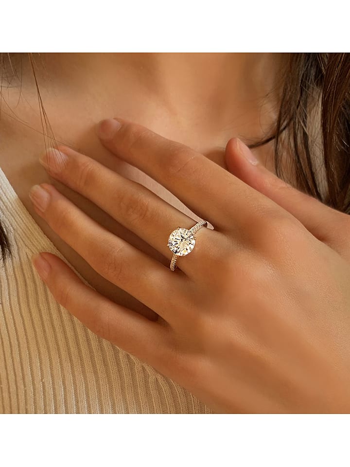 Les Petites Précieuses Srebrny pierścionek z cyrkoniami rozmiar: 52