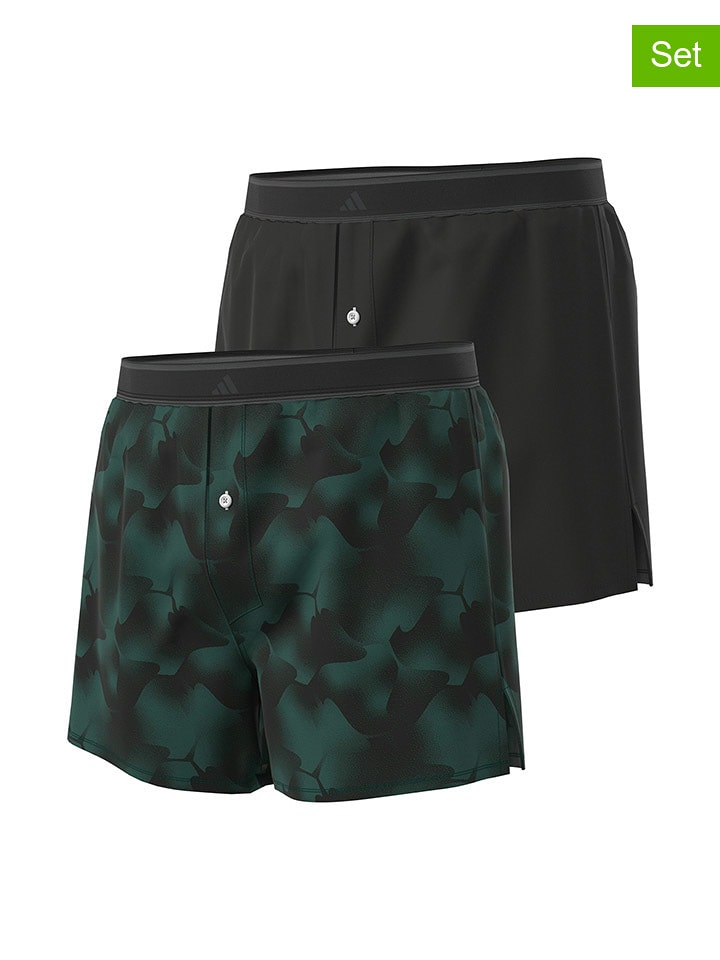 adidas Bokserki (2 pary) w kolorze czarnym i ciemnozielonym rozmiar: XL