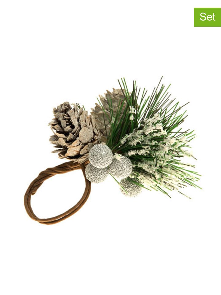 CHAKS Pierścienie (4 szt.) w kolorze zielono-brązowym na serwetki - wys. 11 cm rozmiar: onesize