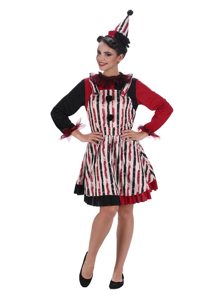 CHAKS 2-częściowy kostium "Clown" w kolorze czarno-czerwono-białym rozmiar: L