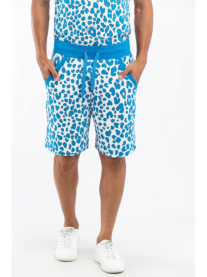 Moschino Szorty dresowe w kolorze turkusowo-białym rozmiar: XXL