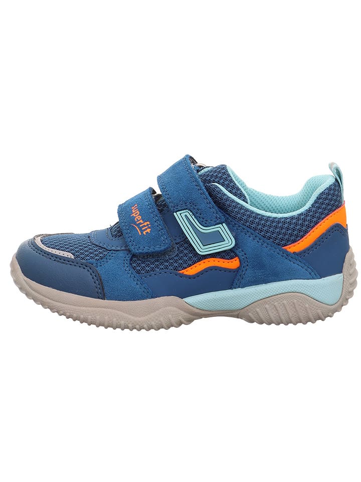 superfit Skórzane sneakersy "Storm" w kolorze niebiesko-błękitno-pomarańczowym rozmiar: 26
