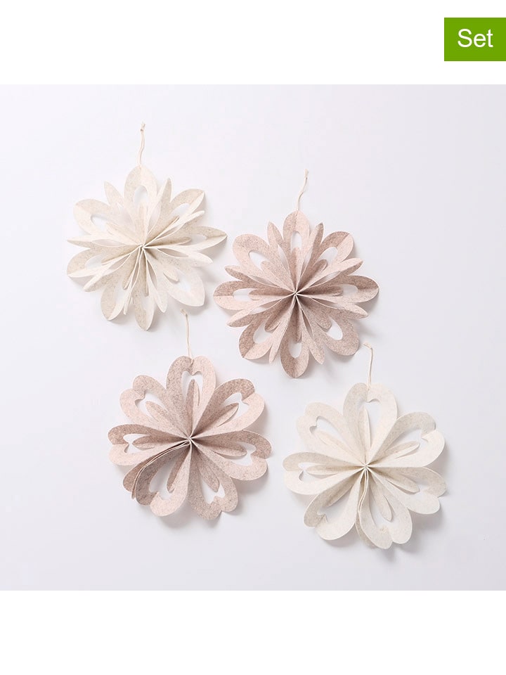 Boltze Zawieszki dekoracyjne (4 szt.) "Kassio" w kolorze kremowo-beżowym - wys. 5 cm rozmiar: onesize