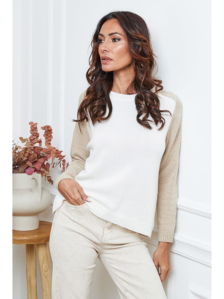 So Cachemire Sweter "Kaleis" w kolorze beżowo-kremowym rozmiar: XL