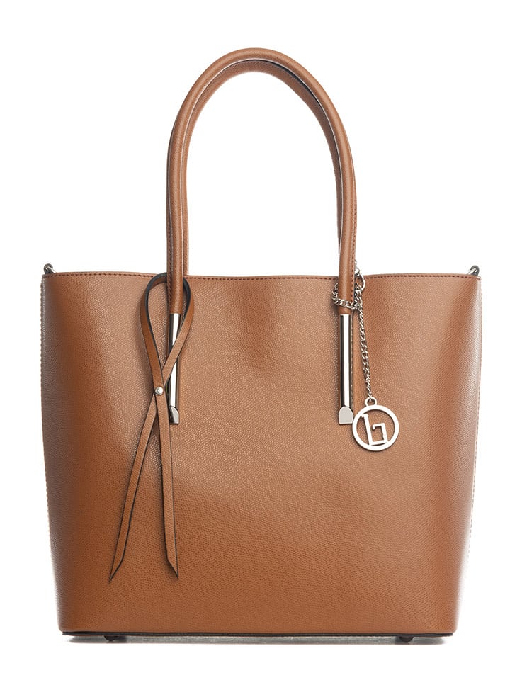 Lia Biassoni Skórzana torebka "Mallero" w kolorze jasnobrązowym - 32 x 30 x 12 cm rozmiar: onesize