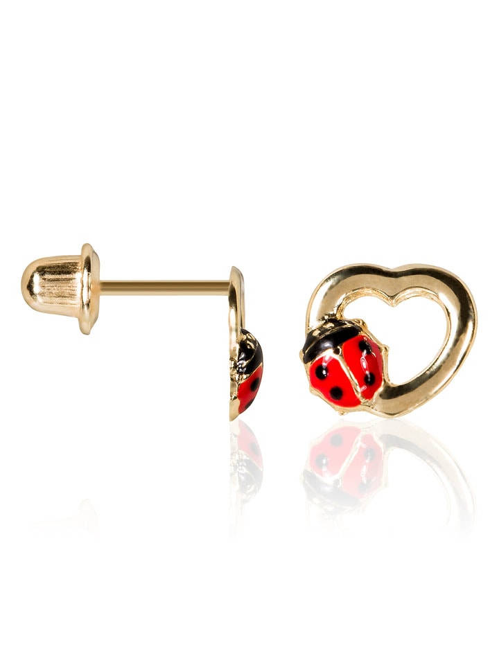 OR ÉCLAT Złote kolczyki-wkrętki "Coccinelle Amoureuse" rozmiar: onesize