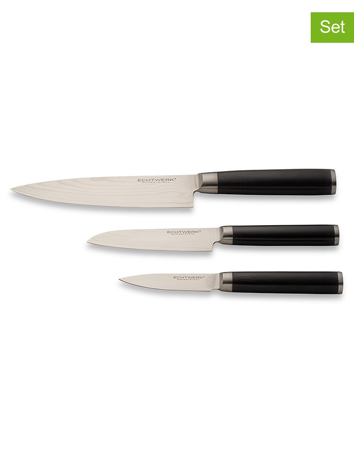 Echtwerk 3-częściowy zestaw noży w kolorze srebrno-czarnym rozmiar: onesize