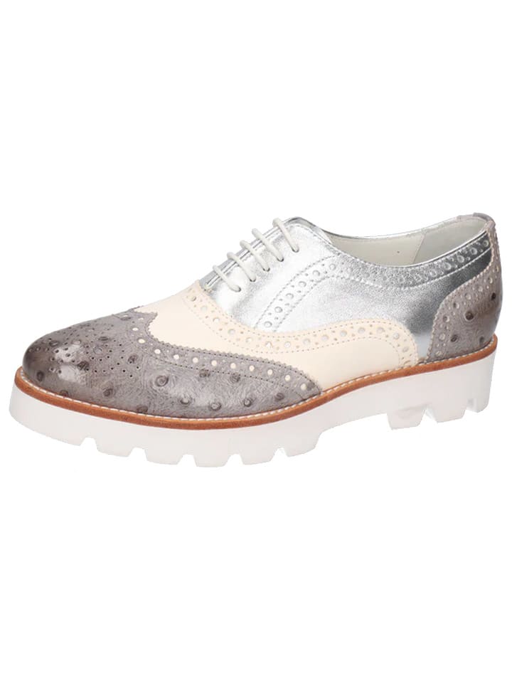 MELVIN & HAMILTON Skórzane trzewiki "Molly 2" w kolorze srebrno-szaro-beżowym rozmiar: 41