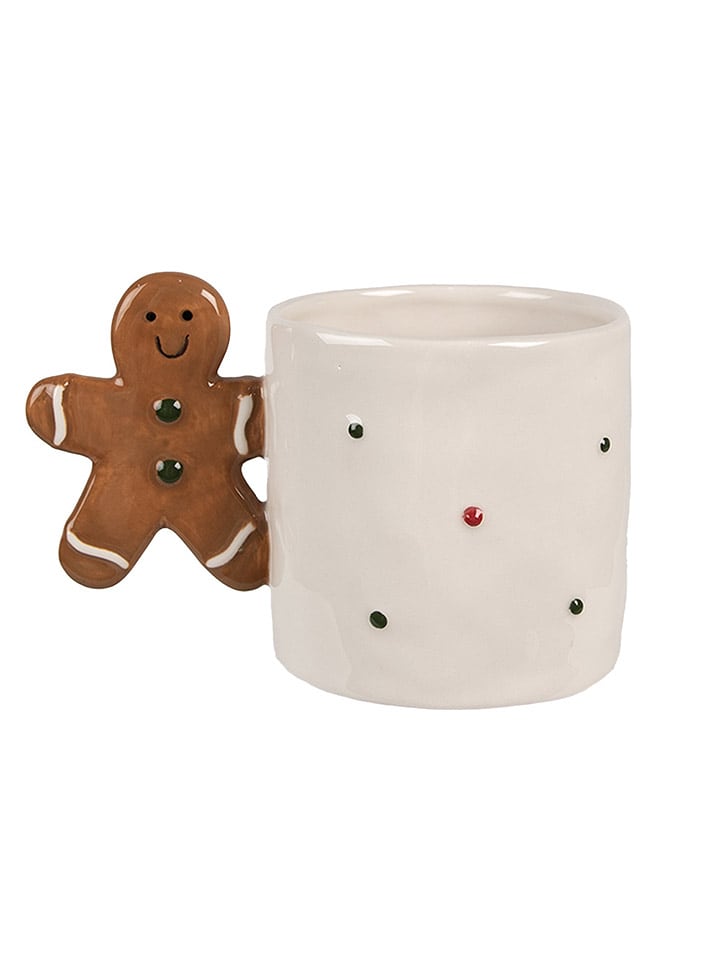 Clayre & Eef Kubek w kolorze biało-jasnobrązowym - 325 ml rozmiar: onesize