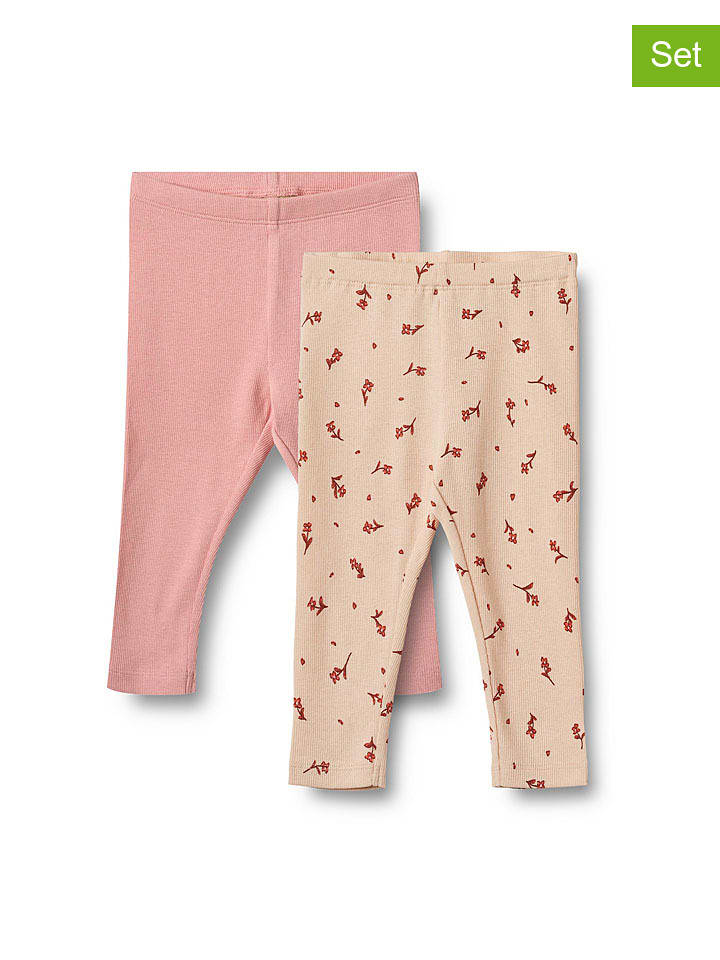 Wheat Legginsy (2 pary) "Jules" w kolorze jasnoróżowo-beżowym rozmiar: 62