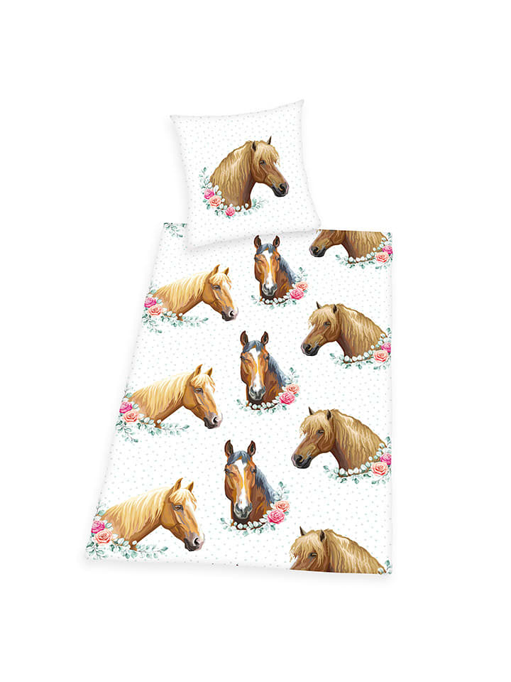 Herding Komplet pościeli renforcé "Horse" w kolorze białym rozmiar: 135x200 cm