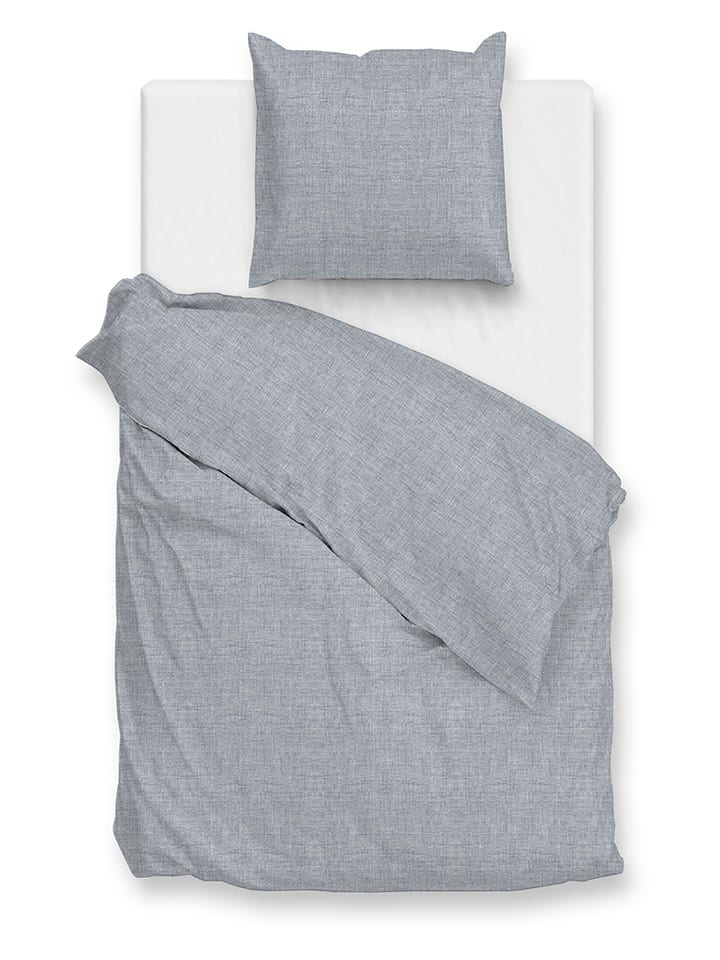 HNL Komplet pościeli flanelowej "Flanella di Lino" w kolorze niebieskim rozmiar: 155x220 cm