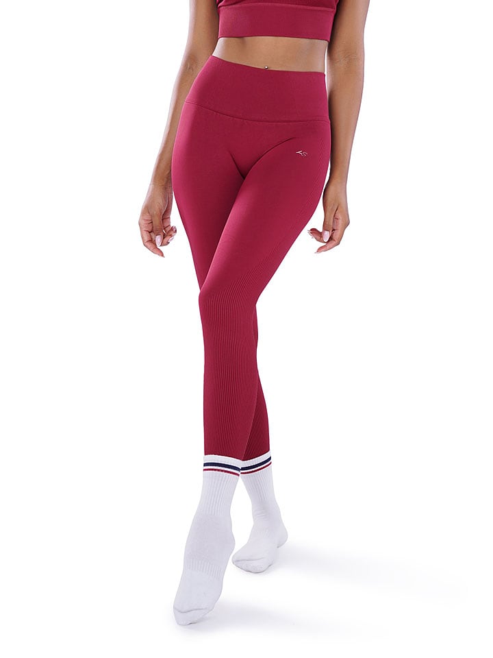Athleas Legginsy sportowe "Eva" w kolorze czerwonym rozmiar: M/L
