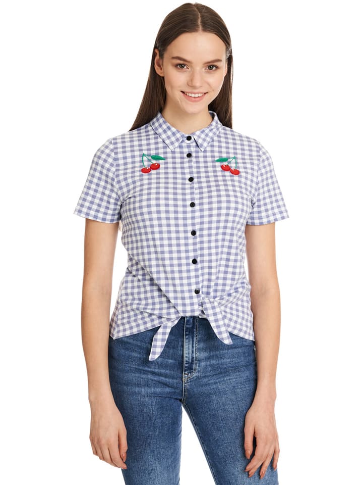 Pussy Deluxe Bluzka w kolorze błękitno-białym rozmiar: M