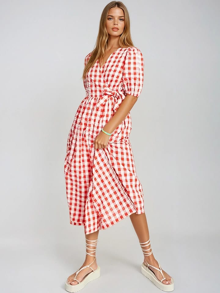 Monki Sukienka w kolorze czerwono-białym rozmiar: 40