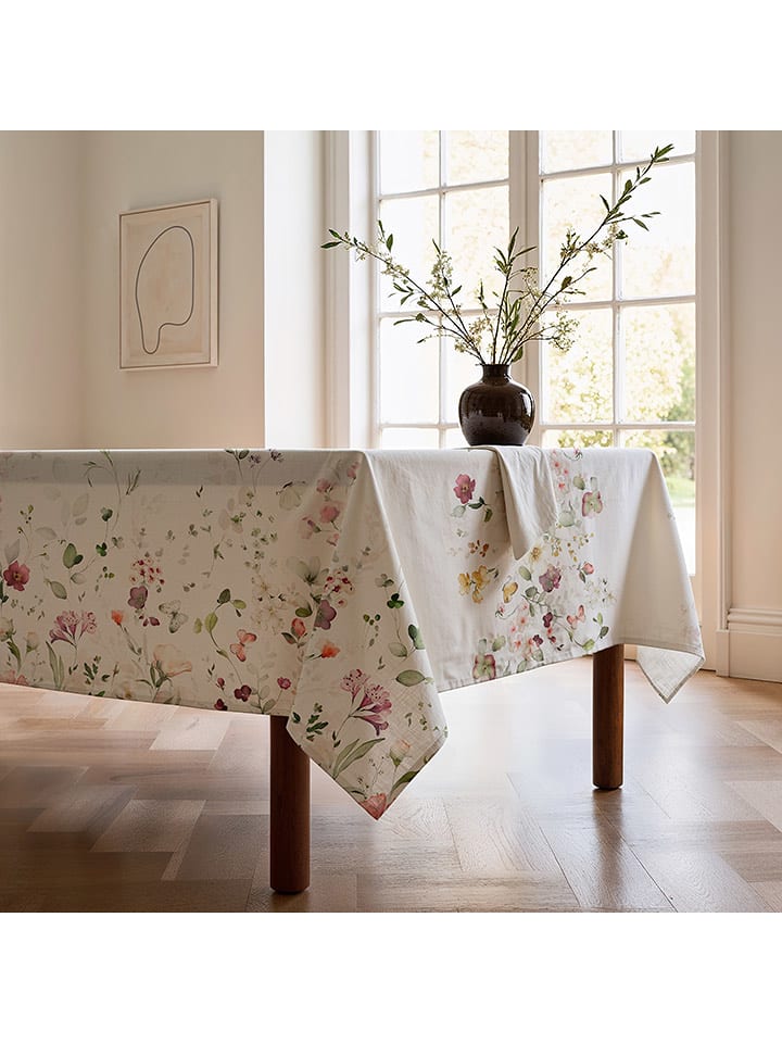 Mint Rugs Obrus "Floral And Tropical Durana" w kolorze biało-zielono-jasnoróżowym rozmiar: 155x100 cm