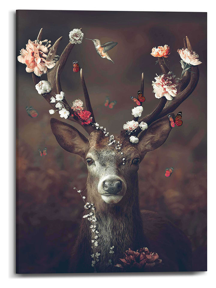 Orangewallz Druk "Floral Deer" na płótnie rozmiar: 50x70 cm