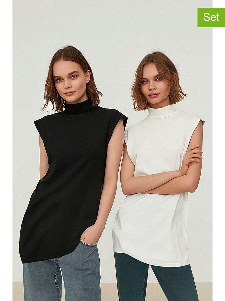 trendyol Tuniki (2 szt.) w kolorze czarno-białym rozmiar: M