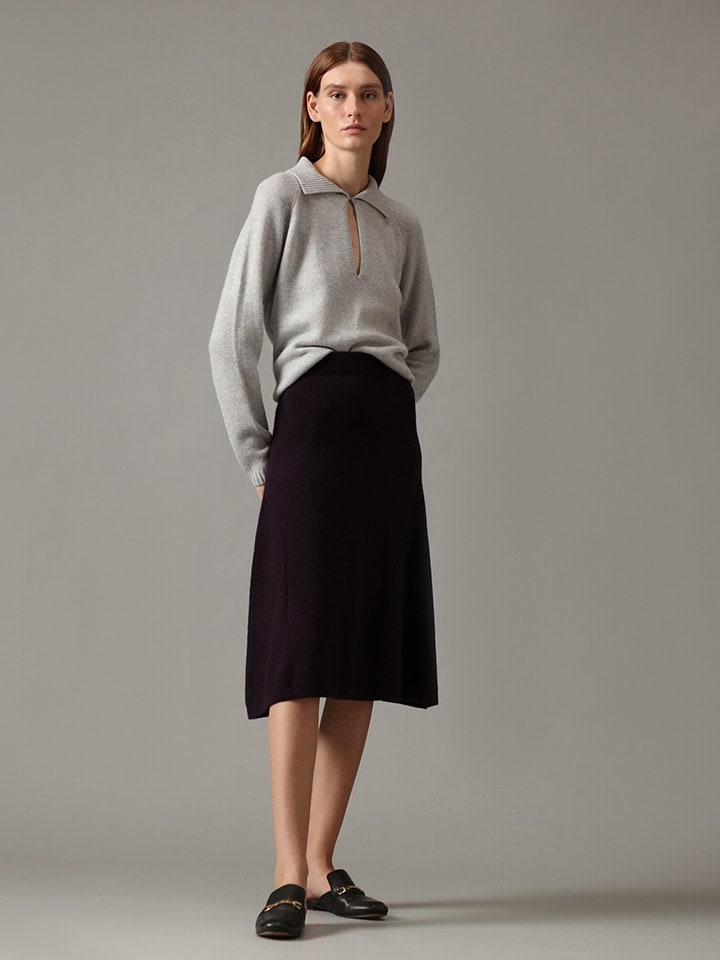 Perfect Cashmere Kaszmirowa spódnica "Rinzen" w kolorze fioletowym rozmiar: L