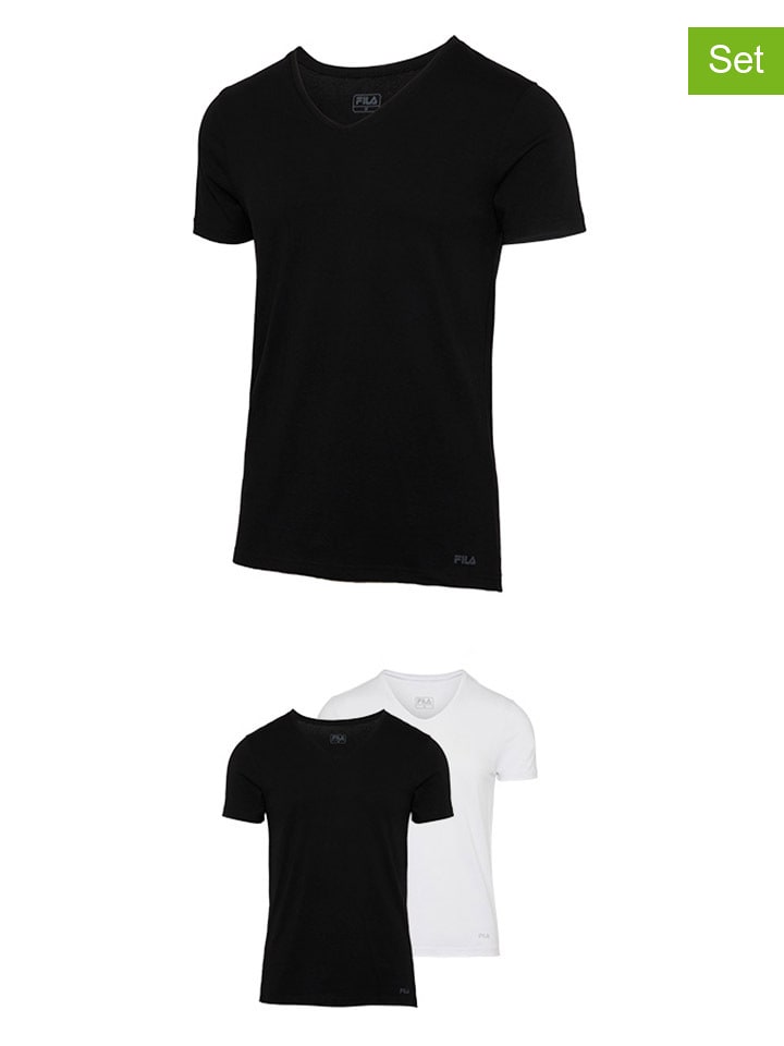 Fila Koszulki (2 szt.) w kolorze czarnym i białym rozmiar: M