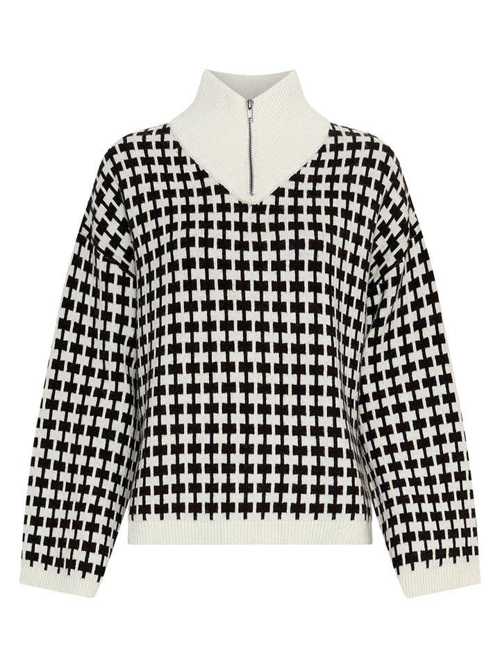 MOSS COPENHAGEN Sweter "Amaria" w kolorze biało-czarnym rozmiar: XS/S