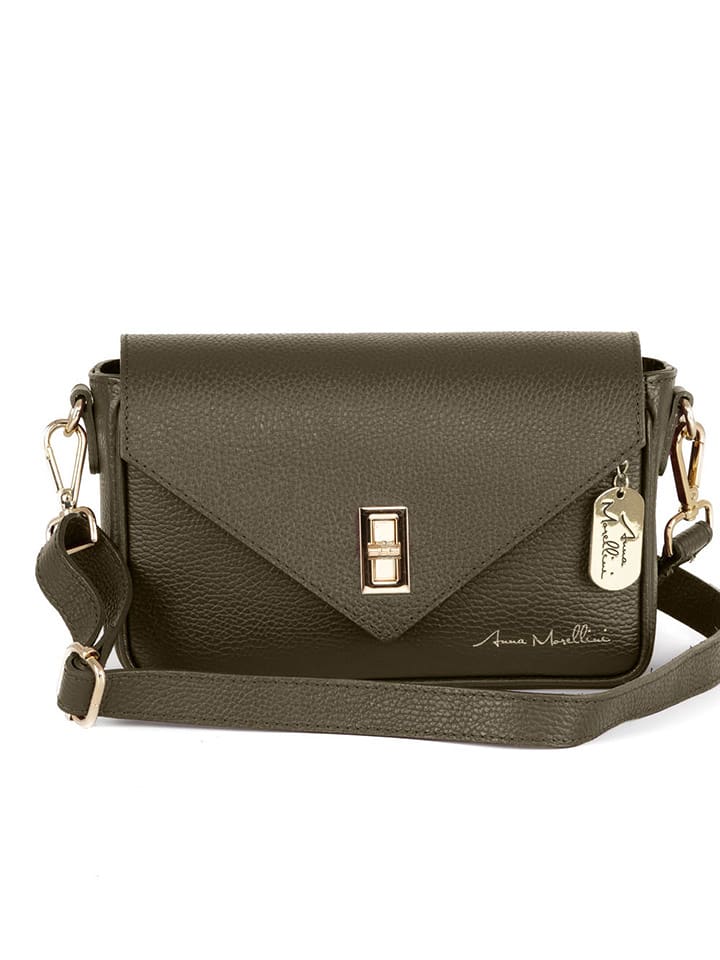 Anna Morellini Skórzana torebka "Terina" w kolorze khaki - 24 x 16 x 6,5 cm rozmiar: onesize