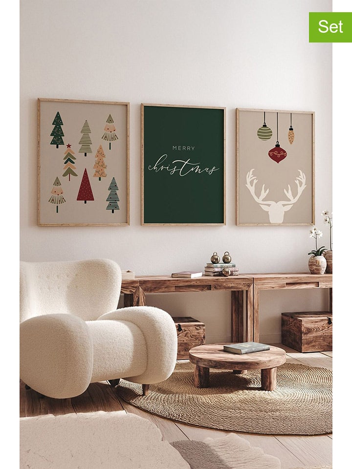 ABERTO DESIGN Druki artystyczne (3 szt.) w ramce rozmiar: 33x48 cm