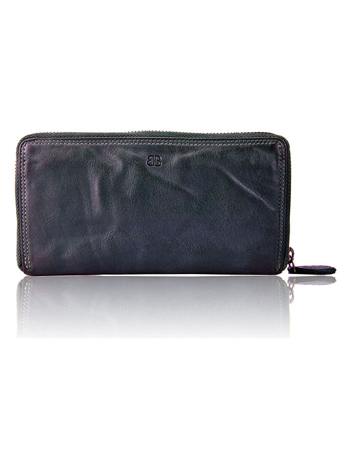 Bellicci Skórzany portfel "Greta" w kolorze granatowym - 19,5 x 10 x 3 cm rozmiar: onesize