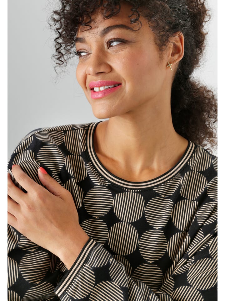 Aniston Koszulka w kolorze beżowo-czarnym rozmiar: 48