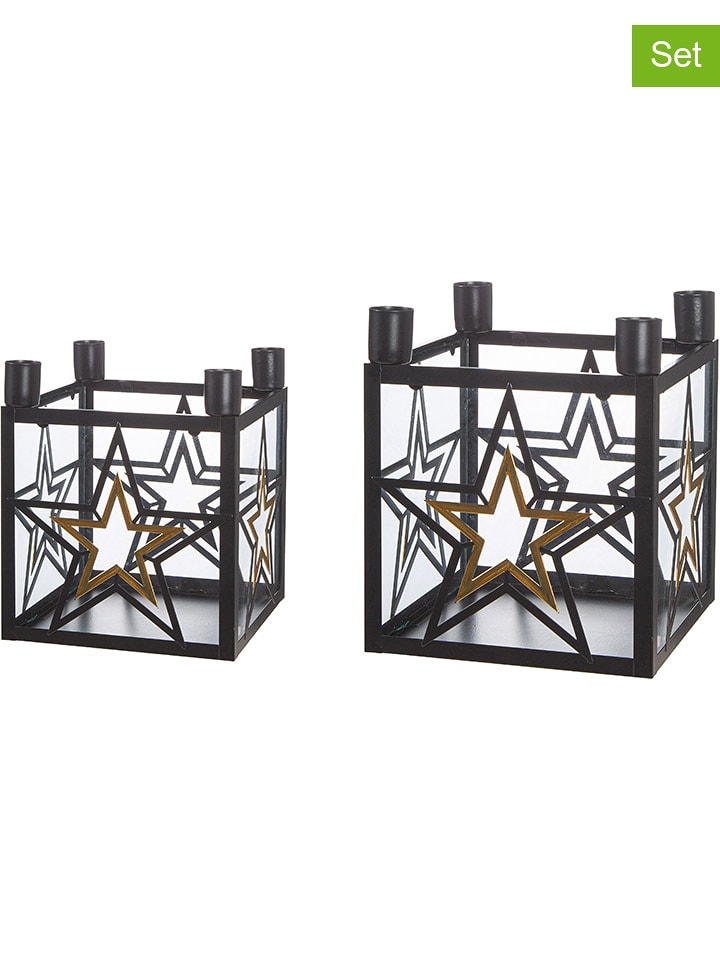 GILDE Świeczniki adwentowe (2 szt.) w kolorze czarnym - 22 x 22 x 25 cm rozmiar: onesize