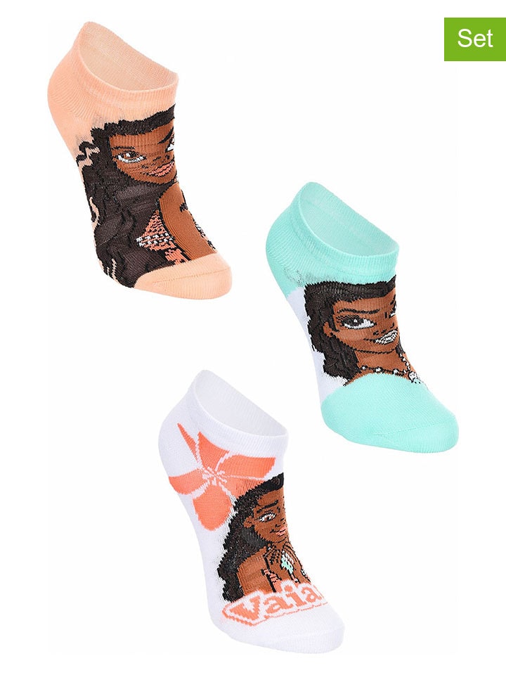 Disney Vaiana Skarpety (3 pary) "Vaiana (Moana)" ze wzorem rozmiar: 27-30