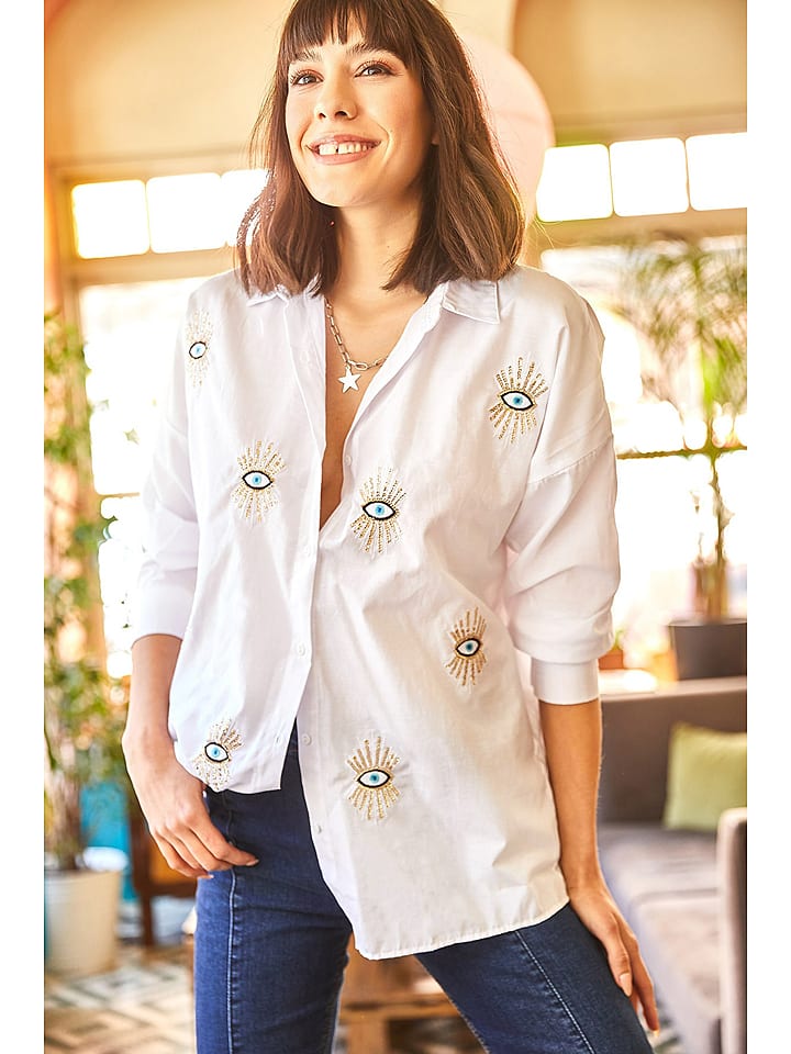 Olalook Bluzka w kolorze białym rozmiar: S