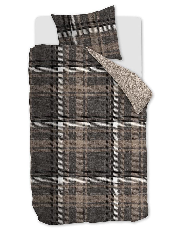 Rivièra Maison Komplet pościeli "Cozy Check" w kolorze brązowym rozmiar: 135x200 cm