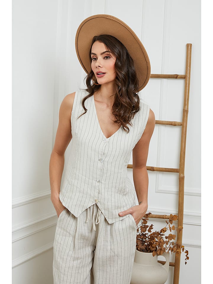 Joséfine Lniana kamizelka w kolorze kremowym rozmiar: L