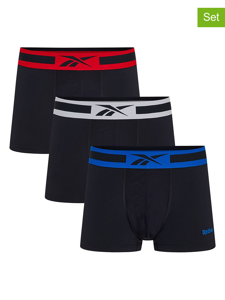 Reebok Bokserki (3 pary) "Dane" w kolorze czarnym rozmiar: M
