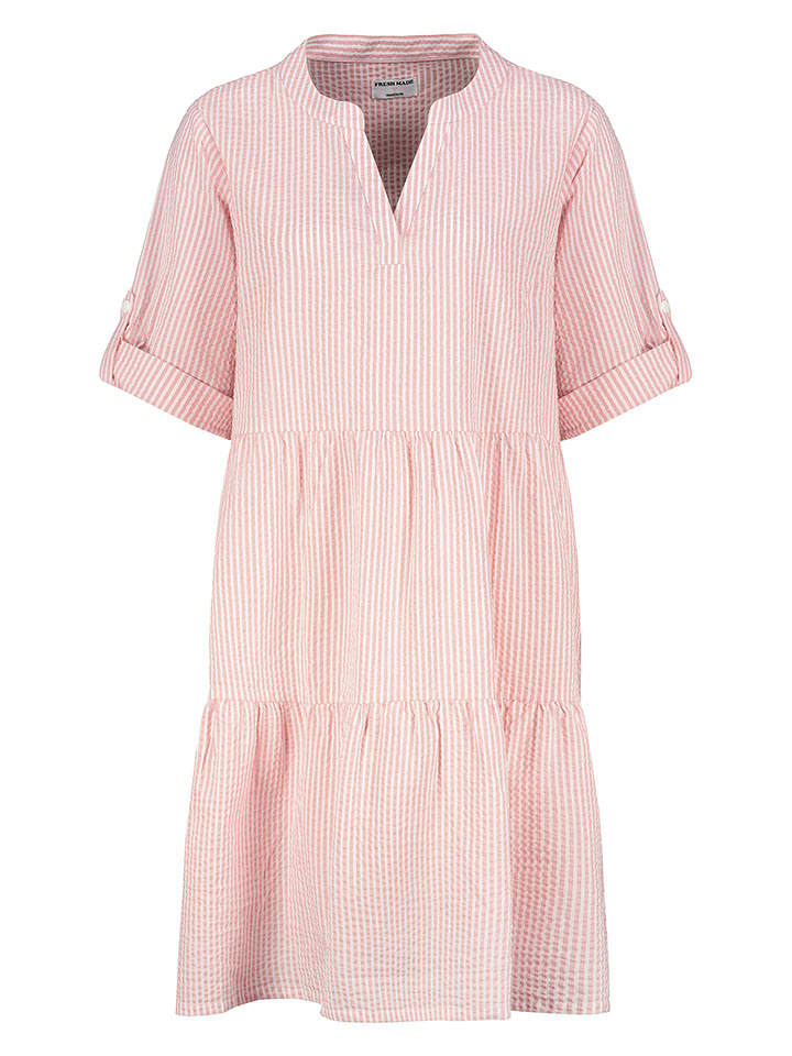 Fresh Made Sukienka w kolorze jasnoróżowo-białym rozmiar: S