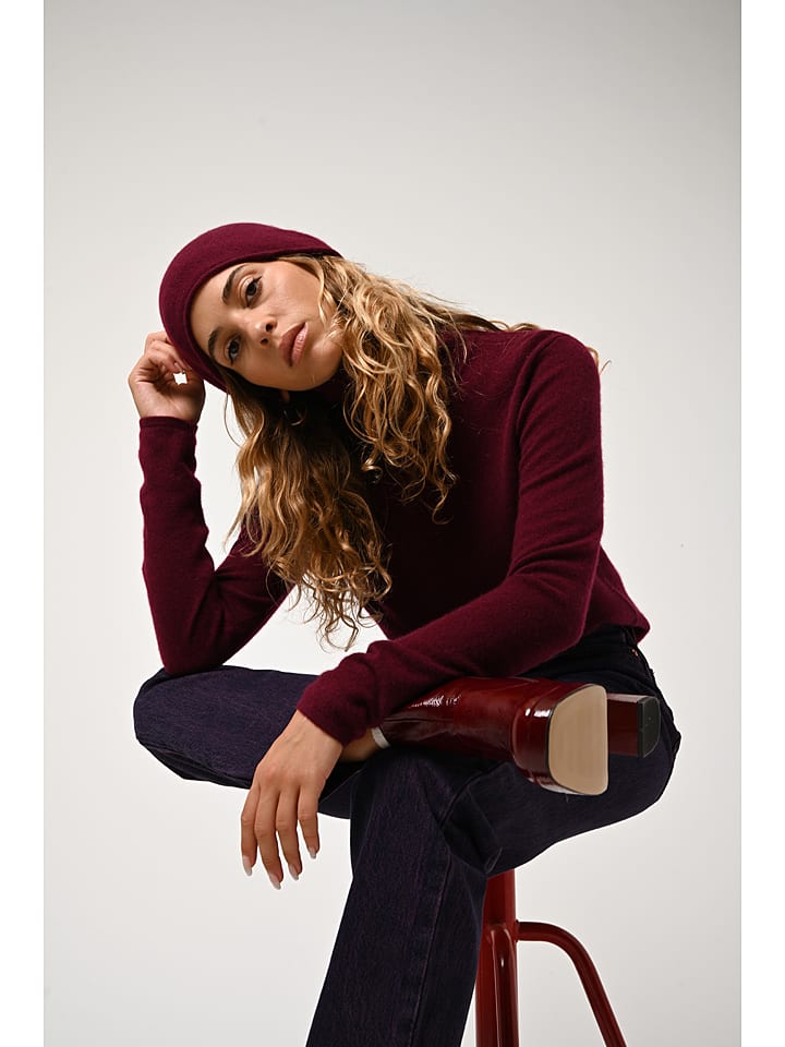 AUTHENTIC CASHMERE Kaszmirowy golf "Bise" w kolorze bordowym rozmiar: XL