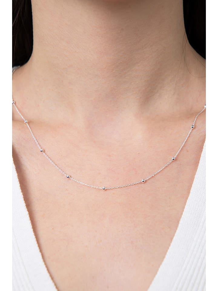 Miu Silver Srebrny naszyjnik z elementami ozdobnymi - dł. 42 cm rozmiar: onesize