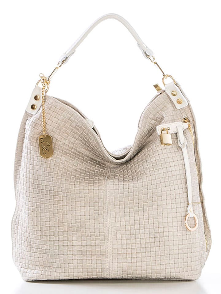 Anna Morellini Skórzany shopper bag "Caroline" w kolorze beżowym - 42 x 38 x 17 cm rozmiar: onesize