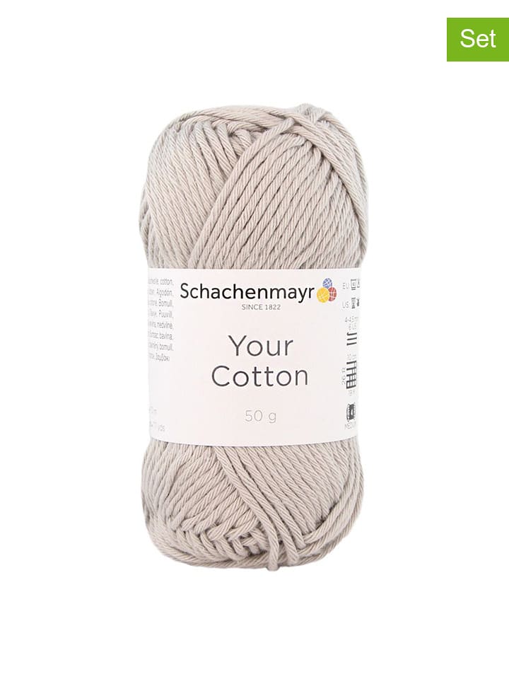 Schachenmayr since 1822 Przędza bawełniana (10 szt.) "Your Cotton" w kolorze jasnoszarym - 10 x 50 g rozmiar: onesize