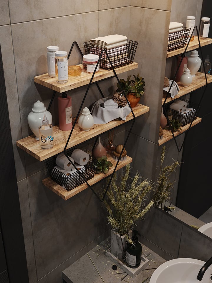 Scandinavia Concept Regał ścienny "Prizma Raf" w kolorze jasnobrązowym - 60 x 70 x 16 cm rozmiar: onesize