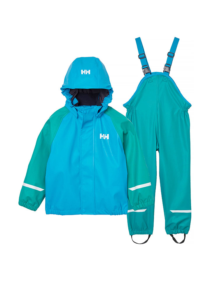 Helly Hansen 2-częściowy zestaw przeciwdeszczowy "Bergen 2.0" w kolorze niebiesko-zielonym rozmiar: 128