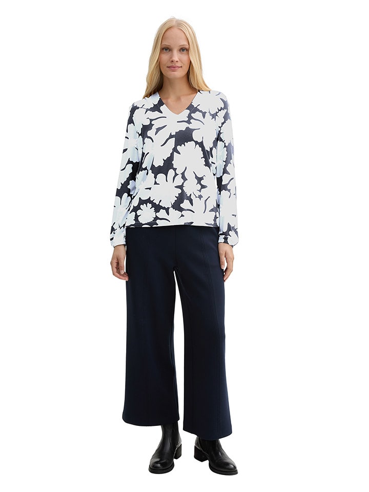 Tom Tailor Bluzka w kolorze błękitno-granatowo-białym rozmiar: S