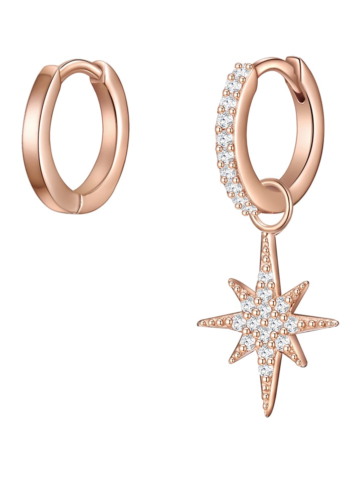 Lulu & Jane Pozłacane kolczyki-kreole z cyrkoniami rozmiar: onesize