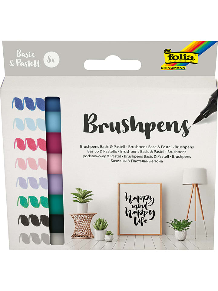 folia PAPER Markery pędzelkowe (8 szt.) w różnych kolorach rozmiar: onesize
