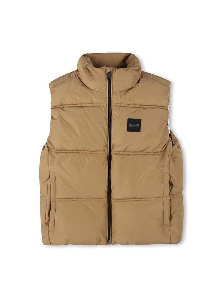 Hugo Boss Kids Kamizelka pikowana w kolorze jasnobrązowym rozmiar: 128