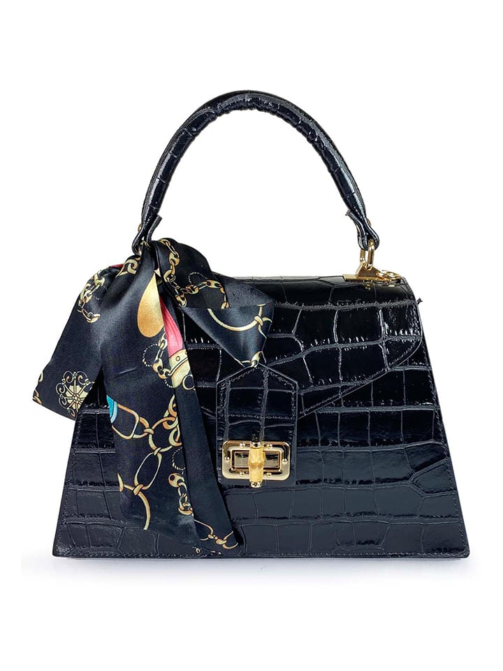 Lia Biassoni Skórzana torebka "Troina" w kolorze czarnym - 22 x 24 x 9 cm rozmiar: onesize